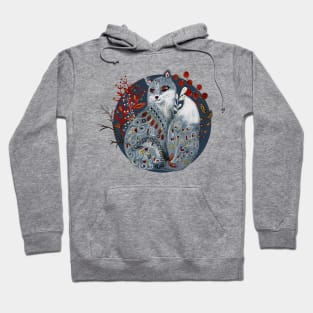 Nordic Folk Art Fox, Woodland Animal Folk Art Hoodie